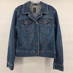 Gap Denim Trucker Jacket Medium Blue Cotton Classic Casual‎ Preppy